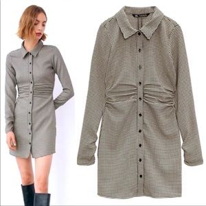 Zara Button Down Houndstooth Dress